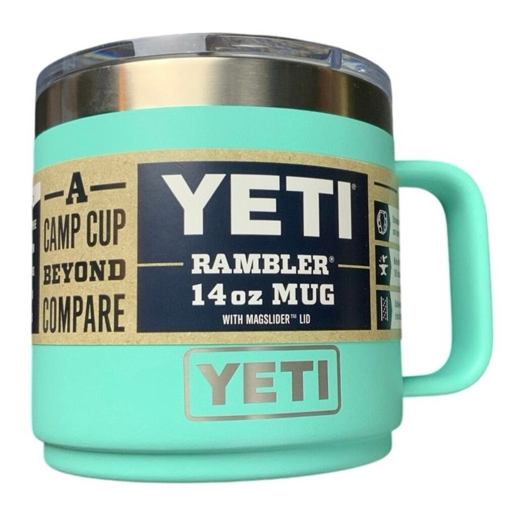 YETI Rambler 14 oz Mug Seafoam MagSlider Lid Camp Coffee Cup NWT